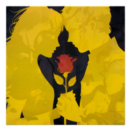 Together in Love- Romantic Love Illustration Perfect Poster