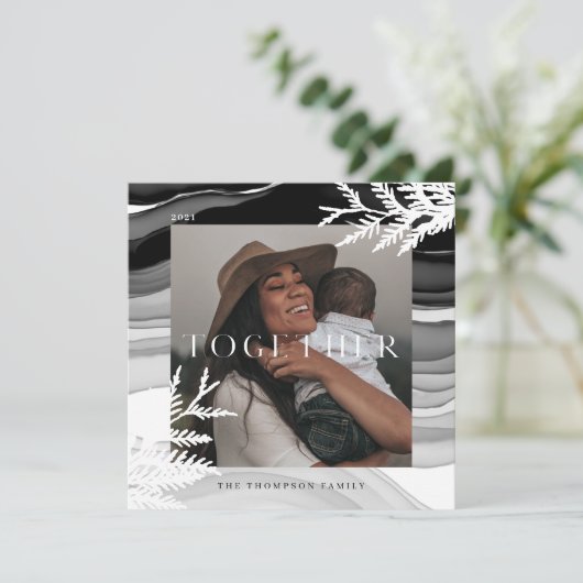 Together Modern & Minimal Japanse kerstfoto Feestdagenkaart (Staand voorkant)