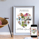 Together Personalized Love Heart 11 Photo Collage Poster<br><div class="desc">Creëer uw eigen persoonlijke poster met 11 van uw favoriete foto's en uw familienaam/-namen. Het fotomalplaatje is opstelling aan creëer een fotocollage in de vorm van een liefdeshart, tonend uw afbeeldingen in een mengeling van vierkant, portret en landschapformaten. Upload uw foto's die in rijen werken, van boven tot onder. Het...</div>