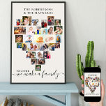 Together Personalized Love Heart Photo Collage Poster<br><div class="desc">Creëer uw eigen persoonlijke poster met 29 van uw favoriete foto's en uw familienaam/-namen. Het fotomalplaatje is opstelling aan creëer een fotocollage in de vorm van een liefdeshart, tonend uw afbeeldingen in een mengeling van portret, landschap en vierkant instragramformaten. Upload uw foto's die in rijen werken, van boven tot onder....</div>