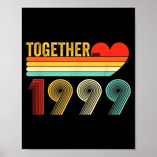 Together Since 1999 Shirt Retro Couple Anniversary Poster (Voorkant)