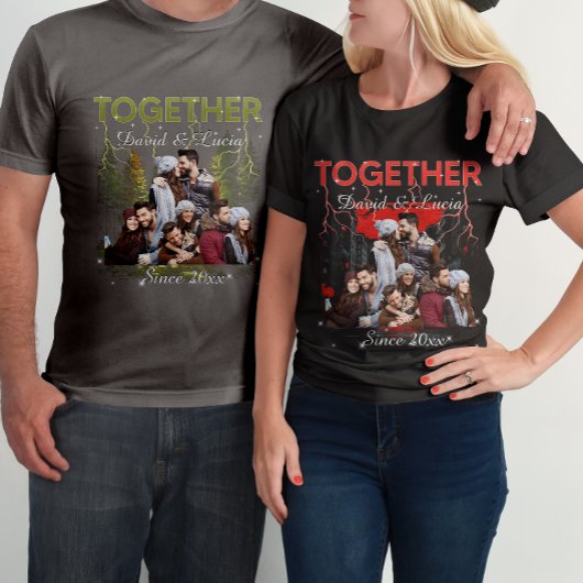 Together Since Bootleg Retro Style Custom Photo  T-shirt