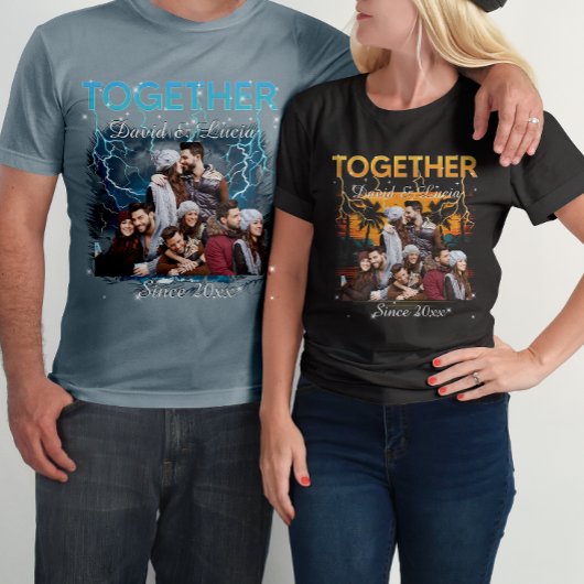 Together Since Bootleg Retro Style Custom Photo  T-shirt