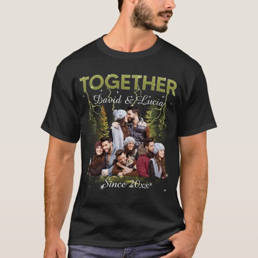 Together Since Bootleg Retro Style Custom Photo  T-shirt (Voorkant)
