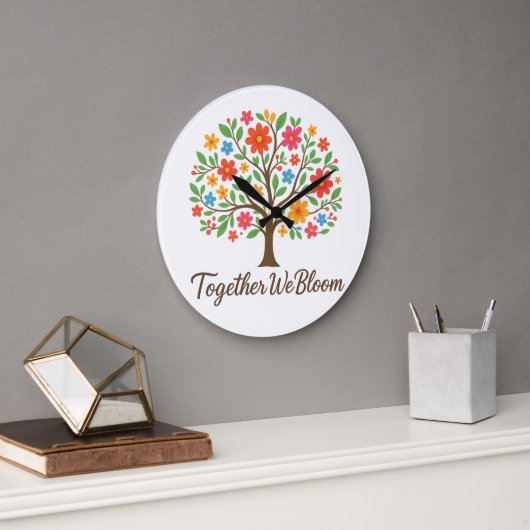 Together We Bloom Floral Wall Clock Grote Klok (Kantoor)
