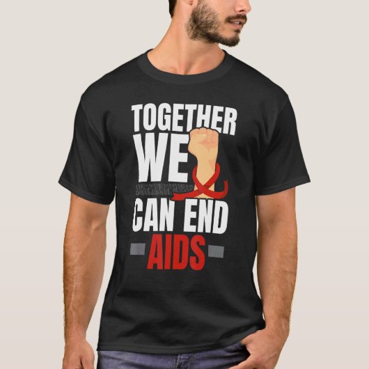 Together We Can End Aids HIV AIDS Awareness Red Ri T-shirt (Voorkant)