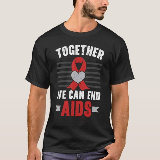 Together We Can End Aids HIV AIDS Awareness Red Ri T-shirt (Voorkant)