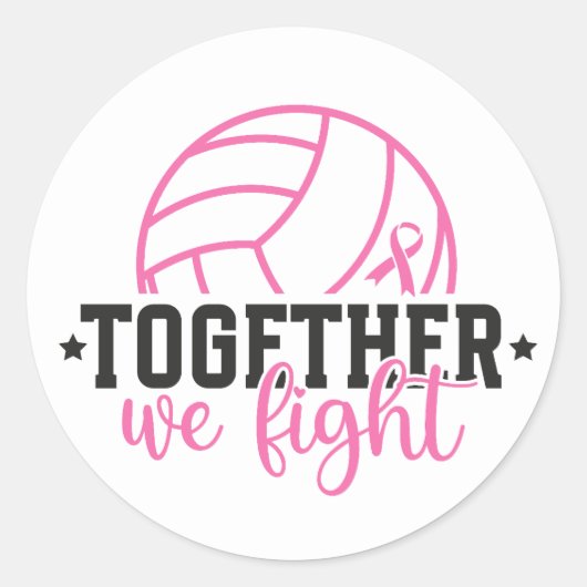 Together We Fight Breast Cancer Pink Ribbon Ronde Sticker (Voorkant)
