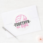 Together We Fight Breast Cancer Pink Ribbon Ronde Sticker (Envelop)