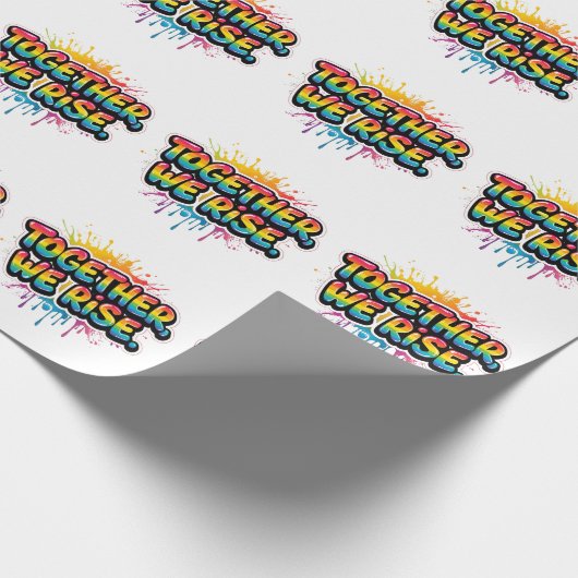 Together We Rise Rainbow Quote Design Cadeaupapier (Hoek)