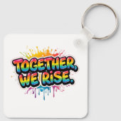 Together We Rise Rainbow Quote Design Sleutelhanger (Achterkant)