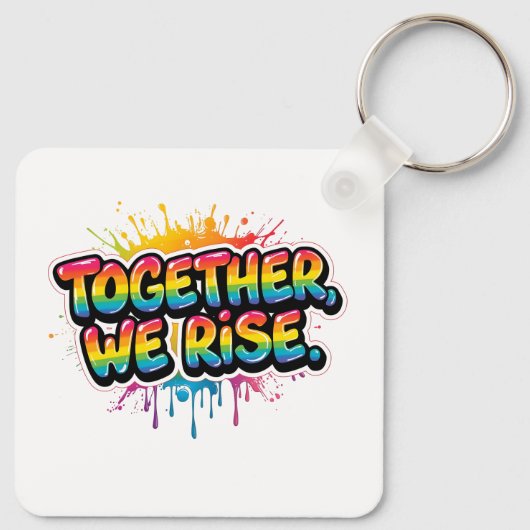 Together We Rise Rainbow Quote Design Sleutelhanger (Achterkant)