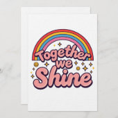 Together We Shine – Rainbow Retro Pride Quote Kaart (Voorkant / Achterkant)