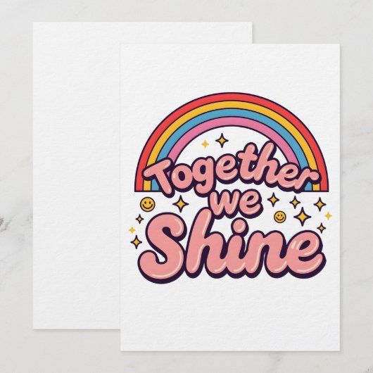 Together We Shine – Rainbow Retro Pride Quote Kaart (Voorkant / Achterkant)