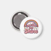 Together We Shine – Rainbow Retro Pride Quote Magneet (Voorkant / Achterkant)