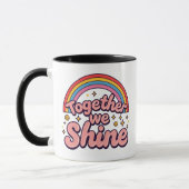 Together We Shine – Rainbow Retro Pride Quote Mok (Links)