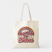 Together We Shine – Rainbow Retro Pride Quote Tote Bag (Achterkant)
