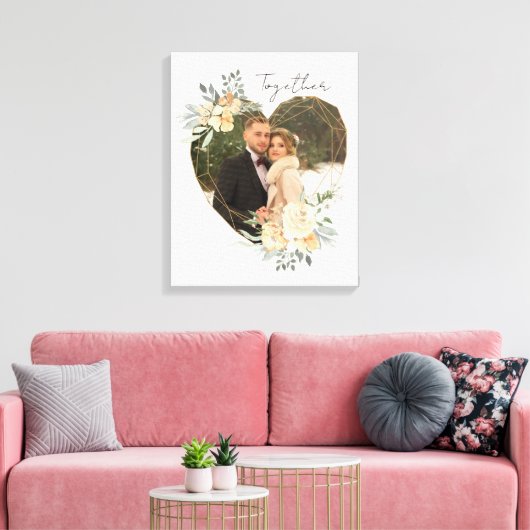 Together Wedding Foto van Geometric Floral Heart F Canvas Afdruk (Insitu (Woonkamer))