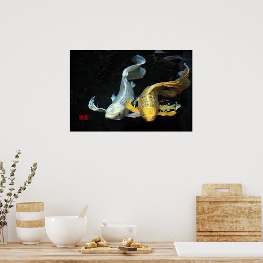 Togetherness in Love/Gold & Silver Koi Fish Poster (Keuken)