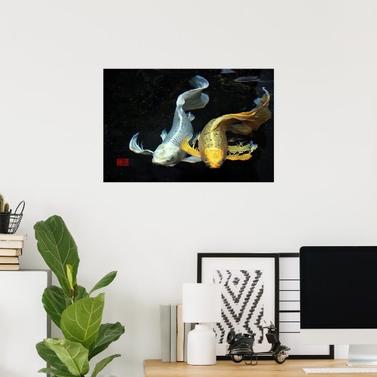 Togetherness in Love/Gold & Silver Koi Fish Poster (Thuiskantoor)