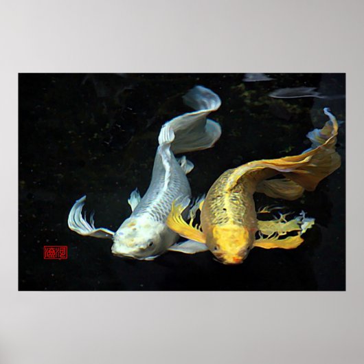 Togetherness in Love/Gold & Silver Koi Fish Poster (Voorkant)