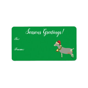 Toggenburg Dairy Goat met kerstcadeLabel Etiket