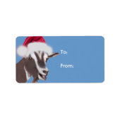 Toggenburg Goat Santa Goat met kerstcadeaus Label (Voorkant)