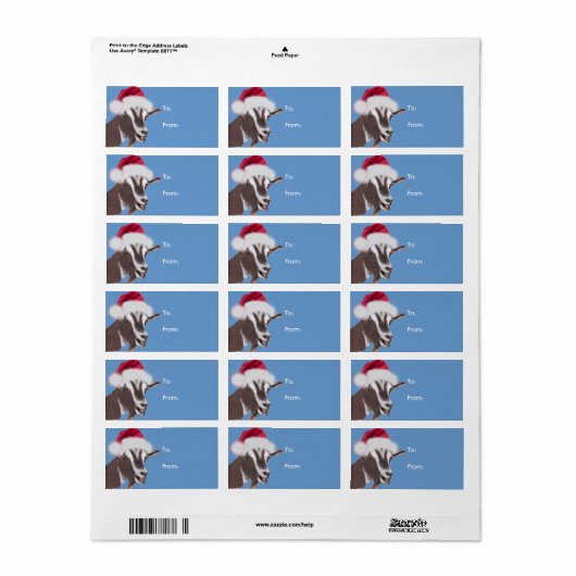 Toggenburg Goat Santa Goat met kerstcadeaus Label (Full Sheet)