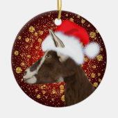 Toggenburg Goat Santa Hat-kerstversiering Keramisch Ornament (Voorkant)
