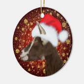 Toggenburg Goat Santa Hat-kerstversiering Keramisch Ornament (Links)