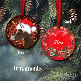 Toggenburg Goat Santa Hat-kerstversiering Keramisch Ornament