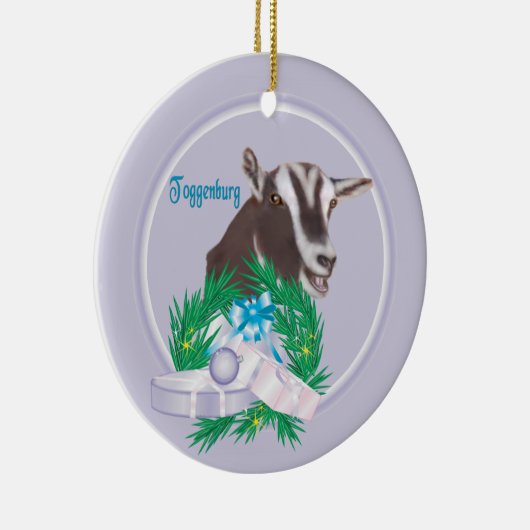 Toggenburg Goat Wreath Holiday Ornament (Rechts)