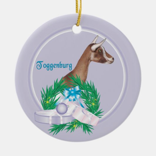 Toggenburg Goat Wreath Holiday Ornament (Voorkant)