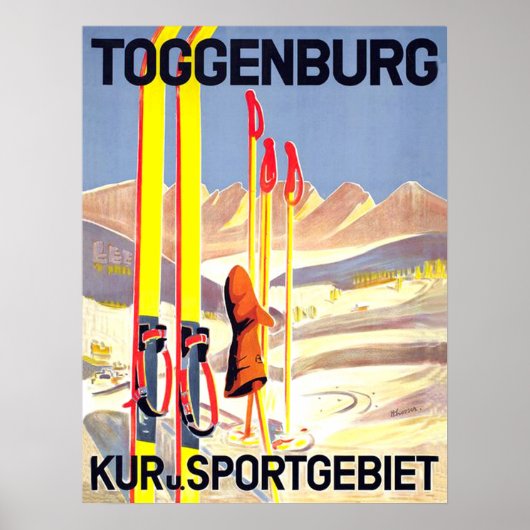 Toggenburg, ski in de sneeuw, Zwitserland Poster (Voorkant)