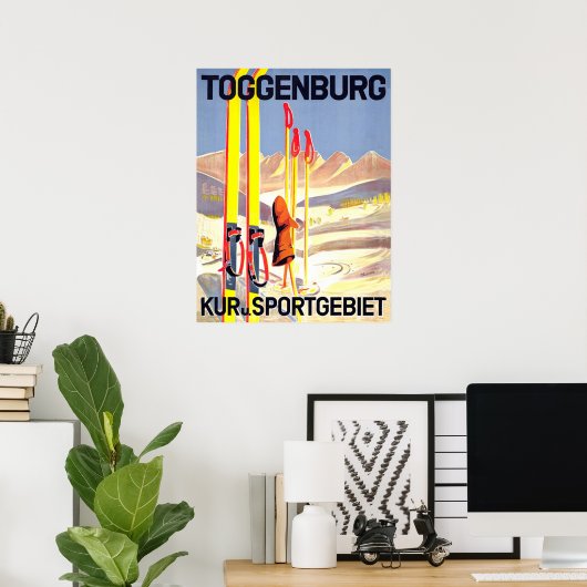Toggenburg, ski in de sneeuw, Zwitserland Poster (Thuiskantoor)