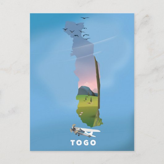 Togo Afrikaanse platenreisafdrukken Briefkaart (Voorkant)