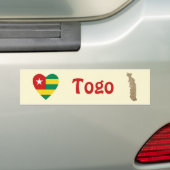 Togo Flag Heart + Map Bumpersticker (Op auto)