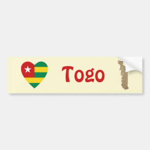 Togo Flag Heart + Map Bumpersticker