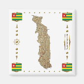 Togo Map + Flags Magnet (Voorkant)
