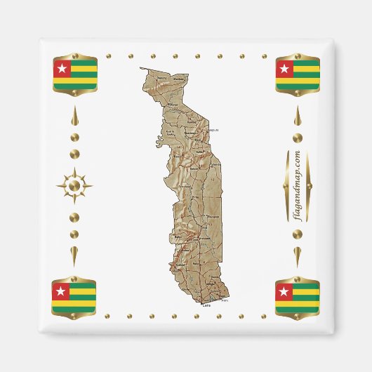 Togo Map + Flags Magnet (Voorkant)