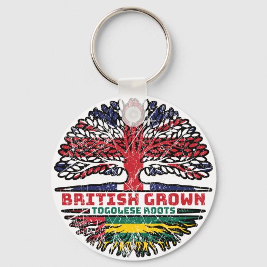 Togo Togolese British Tree Roots Flag Sleutelhanger (Voorkant)
