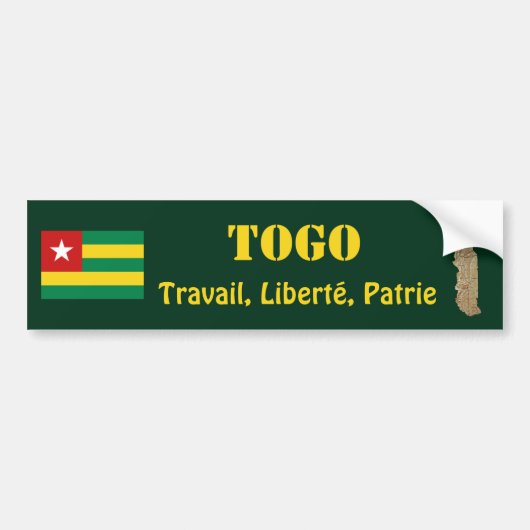 Togo Vlag + Landkaart Bumpersticker (Voorkant)