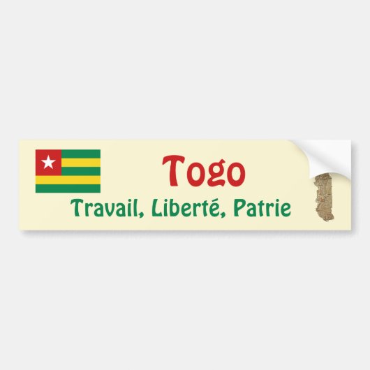 Togo Vlag + Landkaart Bumpersticker (Voorkant)