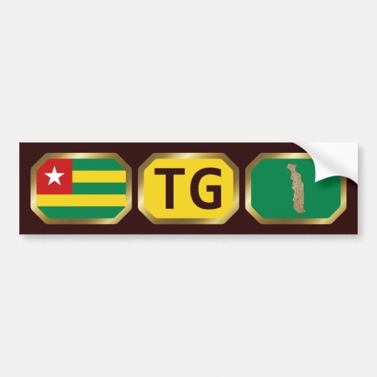 Togo Vlag Landkaart Code Bumpersticker (Voorkant)