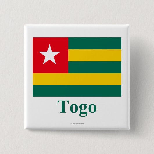 Togo vlag met naam vierkante button 5,1 cm (Voorkant)