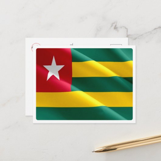 Togo - Waving Flag - Briefkaart (Voorkant / Achterkant in situ)
