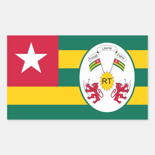 Togolese vlag & embleem, vlag van Togo Rechthoekige Sticker (Voorkant)