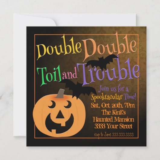 Toil and Trouble Spooky Halloween Party Uitnodigin Kaart (Voorkant)