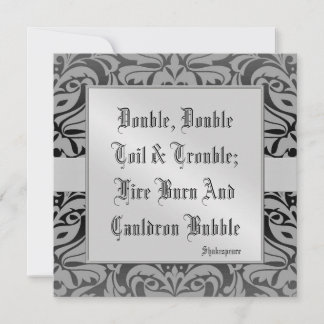 Toil & Trouble Halloween Holiday Silver Uitnodigin Kaart