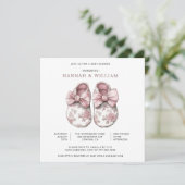 Toile Baby Booties Baby Shower Kaart (Staand voorkant)